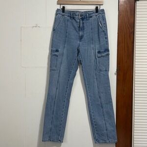 SOUNDSTYLE Unity Utility Straight Leg Cargo Jeans Light Wash Size 8 streetstyle